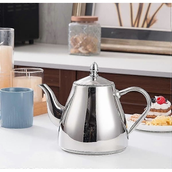 Rustfri stål tekande kaffe serveringskander 1,2 liter (42oz) 4-5 kopper Let at hælde sølv tekande