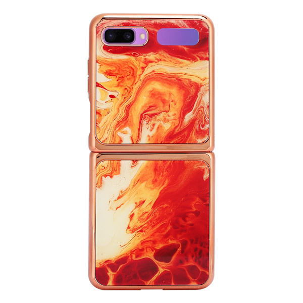Härdat glasfodral för mobiltelefonskydd Fodral Baksida Skyddsfodral för Galaxy Z Flip Röd