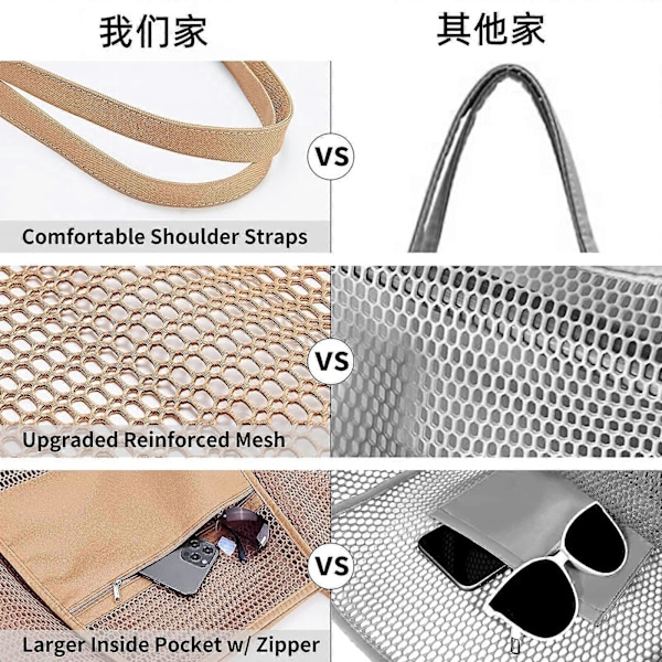 Mesh Strandtaske Dame Skuldertaske
