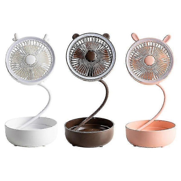 Vikbar Förvaring LED-lampa Portabel USB-fläkt Skrivbord Sovsal Vägg Nattlampa