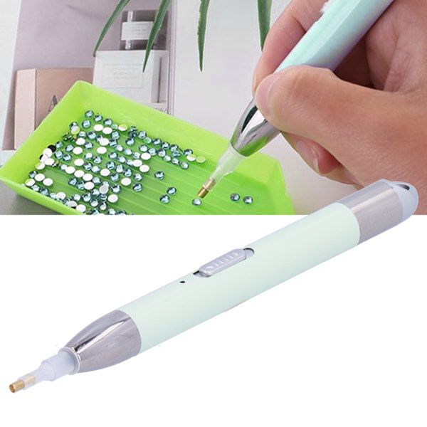 USB-ladattava timanttimaalauskynä valopäällä - DIY-askarteluväline ja ristipistotarvike (Matcha Green)