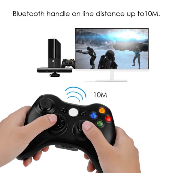 Trådlös handkontroll för Xbox 360, joystick, Bluetooth, spel (svart)
