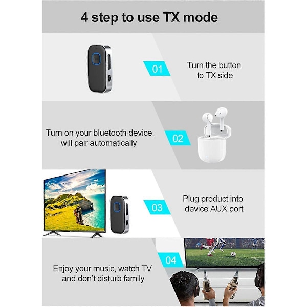 2-i-1 Bluetooth-modtager og -sender Bærbar trådløs Bluetooth