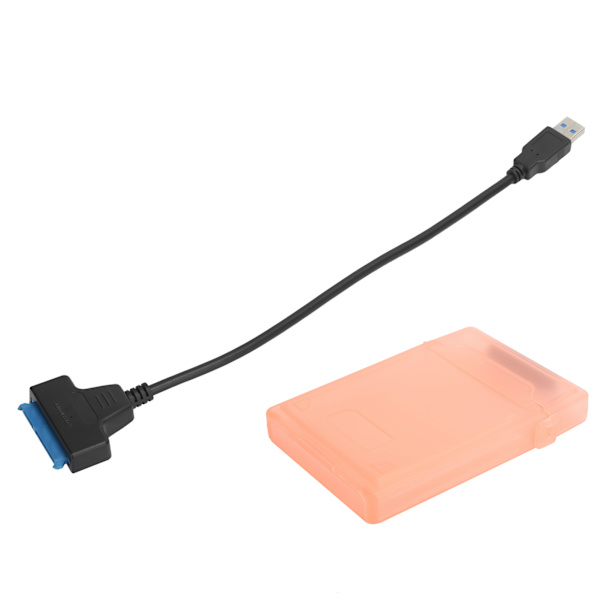 Harddiskadapterkabel 2,5 tommer SATA USB3.0 HDD/SSD konverterkabel med beskyttelsesboks rød