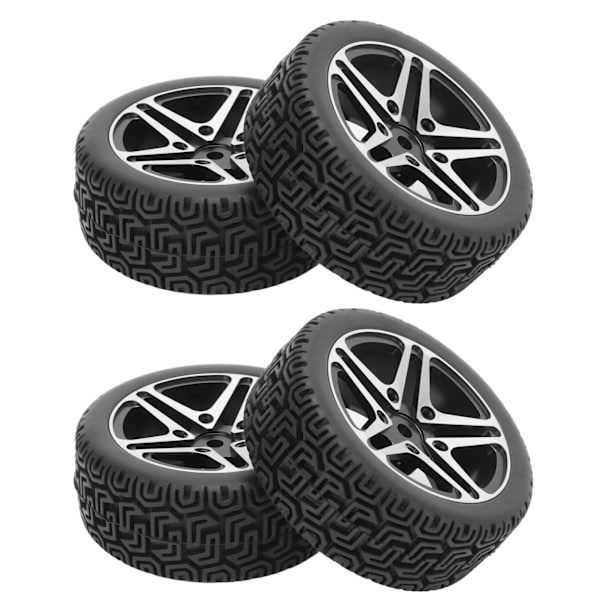 4 stk. RC-hjul og dekksett aluminiumsfelg gummi dekk for HSP 94122 94123 TT01 WF06 1/10 RC bil Crawler Svart
