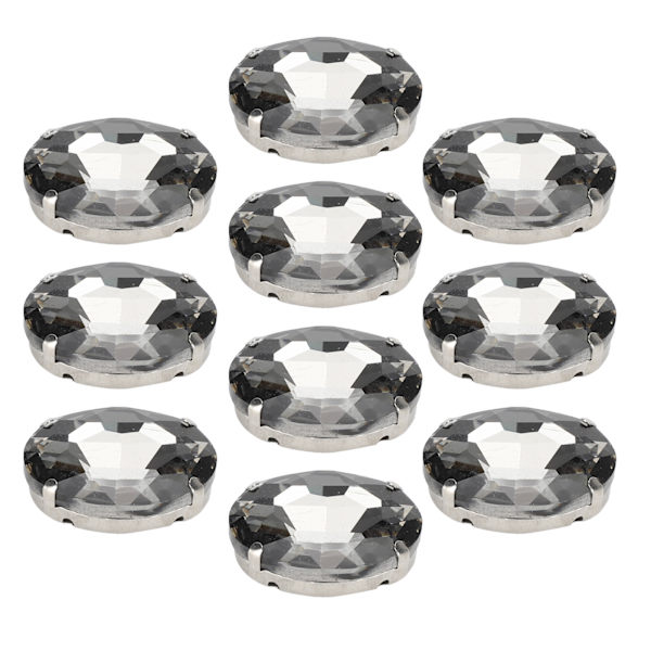 10 st sy på strass kristaller glänsande knappar dekoration för DIY hantverk kläder skor väskor 0,71 x 0,98 tum grå oval