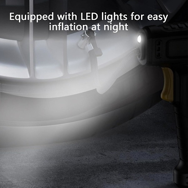 Bärbar Däckpump med Digitalt Tryckmätare och Nöd-LED-lampa