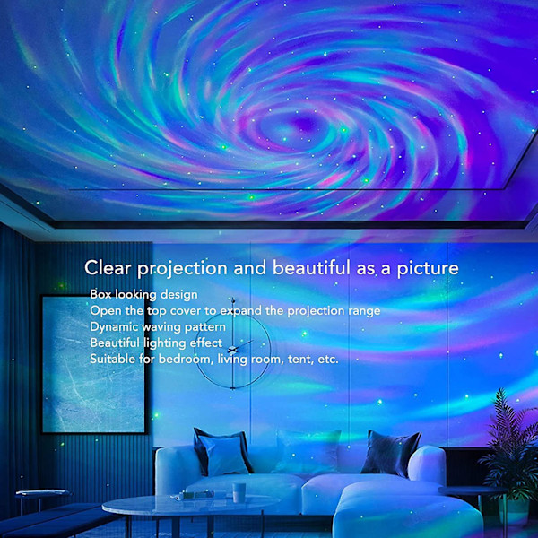 Stjärnprojektor Galaxy Light, Inomhus Box Typ Stjärnprojektor Musikhögtalare USB Laddning 14 Färger Nattlampa Projektor