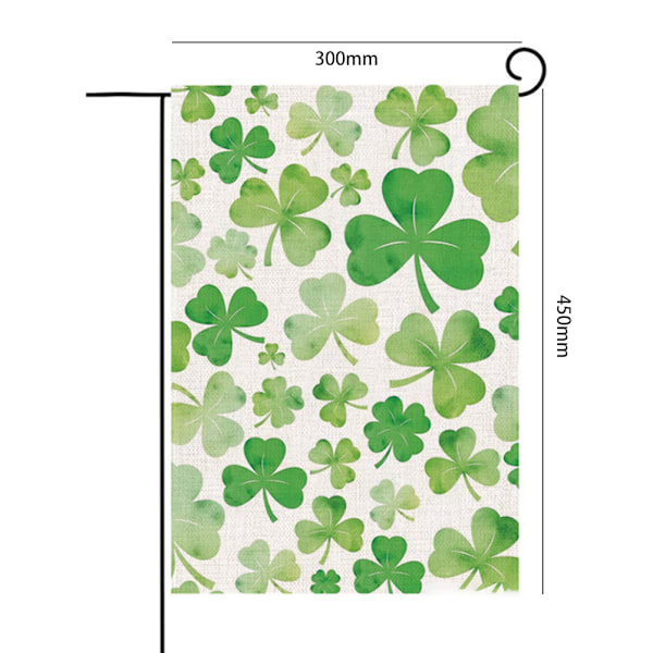 Shamrock Hageflagg Vertikal St. Patrick's Day Lykkelig Kløver Burlap Flagg Utendørs Hage Yard Dekorasjon