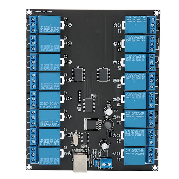 Relæmodul 16-kanals 936V USB-styret SPDT-switch-relæmodul optoisoleret kort