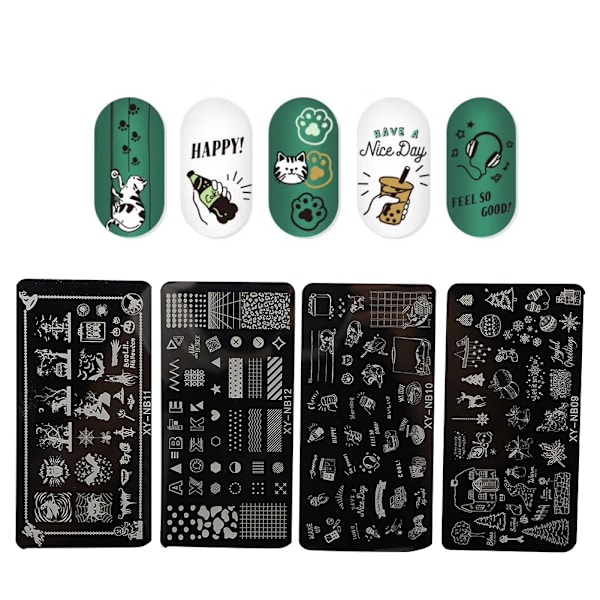 Negle stempling plader Stencils Mønster DIY Negle Printing Stempling skabelon Manicure Tool09-12