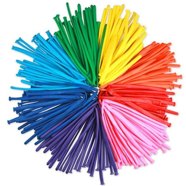 Lange Ballongsett - 200 stk med Pumpe | Dyreballonger for Twisting, Tykk Latex | Assorterte Farger for Bursdag