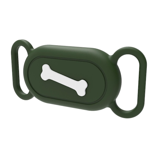Silikone Cover til Samsung Galaxy SmartTag 2 Bluetooth Tracker Beskyttelsesetui til Kæledyr Hund / Kat-B6 BonePatternBlackishGreen