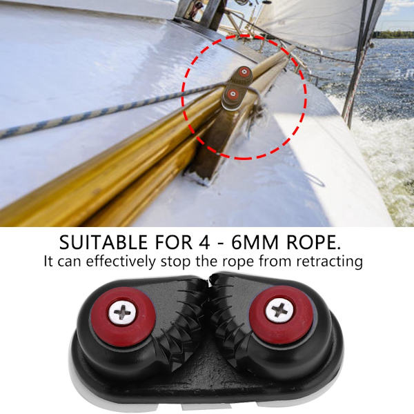 Holdbar Hurtig Indgangs Båd Sejlads Sejlbåd Kugleleje Reb Cam Cleat Sort Tilbehør