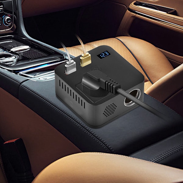 150W Bilomvandlare Spänningsomvandlare Transformator QC3.0 USB-laddare 12V till 220V
