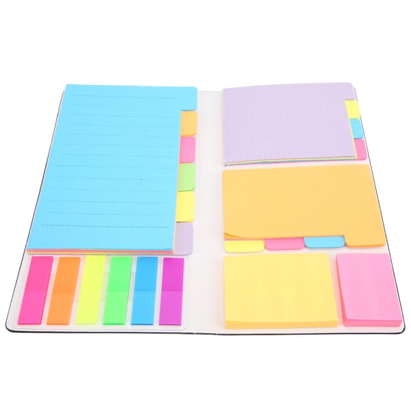 Sæt med sticky notes, genklæbelige sticky notes, klar tekstur, farverige notesblokke til arbejdsoptegnelser, forretningsgaver