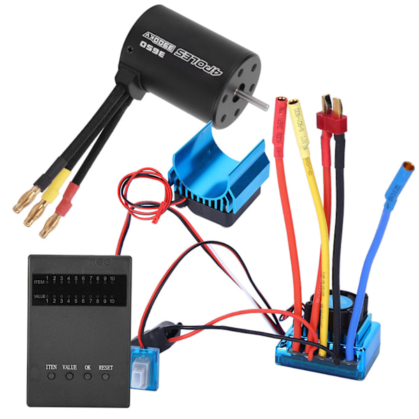 3650 Motor 3900Kv Børsteløs ESC Varmeavleder Programmeringskort Sett RC Bil Tilbehør (45A)