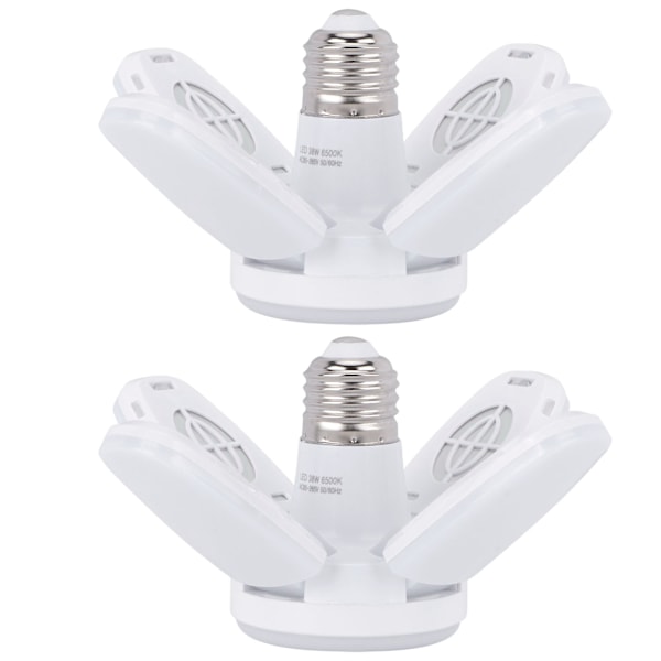 2 stk. LED-garageloftslampe 38W Deformerbar Justerbar Foldbar Minebelysning 85‑265V