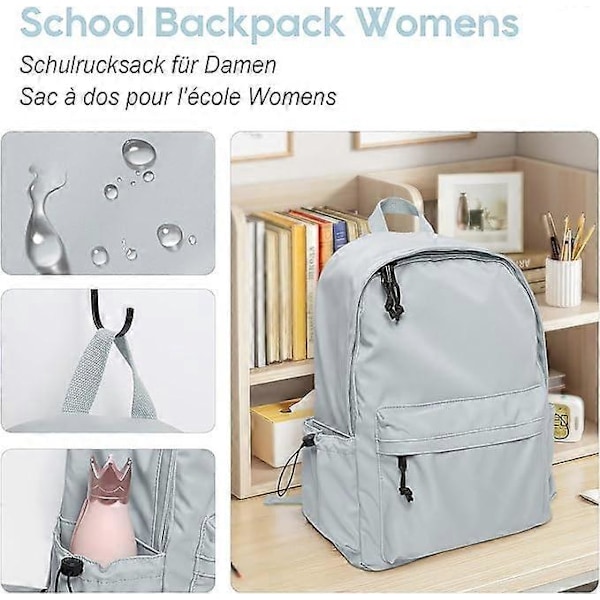 Skolryggsäck Dam, Casual Skolväska Rese Bokväska 14 Tum Laptop, Ryggsäck för Tonårsflickor, Vattentät, Unisex Dagryggsäck Skolryggsäck