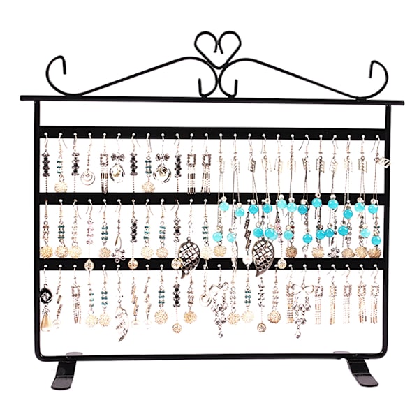 72 Huller Øreringe Halskæde Armbånd Ringe Smykker Display Stande Bøjle Holder Rack Sort