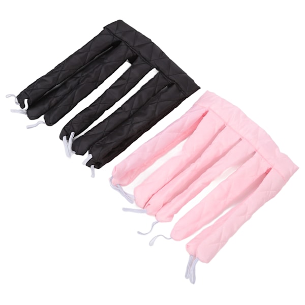 Varmeløs krøllebånd 2 stk. stort bølget fluffy krølle hår sove krølle hår pandebånd pink sort