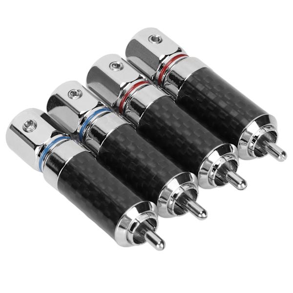 4 stk RCA-kontakt messing forkrommet lodde RCA-plugger rommer opptil 10 mm ledningsdiameter