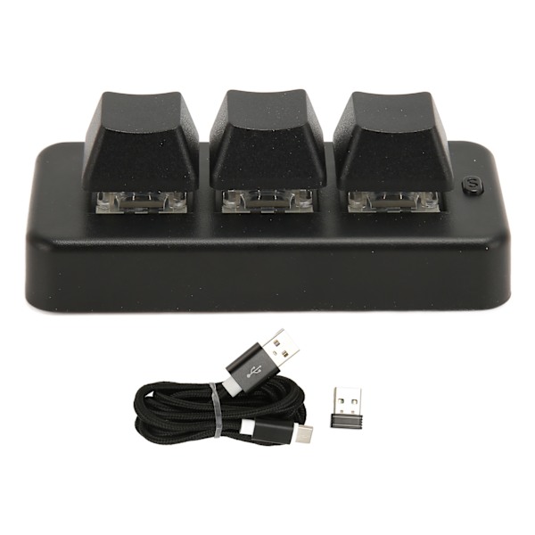 3-tasters mini tastatur 3-modus USB trådløs 2.4G Bluetooth HID programmering blå bryter mini makro mekanisk tastatur