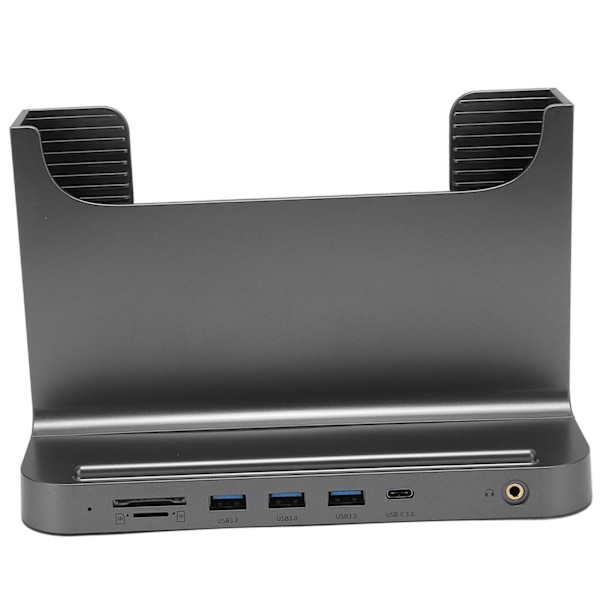 Vertikal PC-ställ 8 i 1 Dockningsstation Stabil Signalöverföring Mini PC-ställ för OS X Office Interface Expansion Space Grey