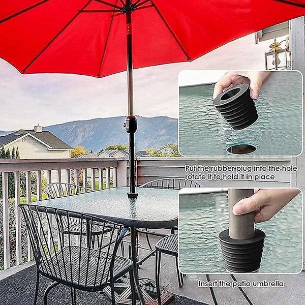 Paraplybord hjørne gummidæksel skyplate paraply parasol bord stang hul gummidæksel indvendig diameter 38mm sort 2 stk
