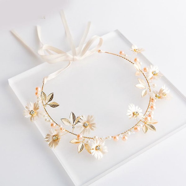 Brudkronan Guld Vinranka Blommor Blad Rhinestone Band Håraccessoar för Kvinnor och Flickor