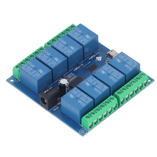 USB-drevfrit relæmodul 8-kanals 5V stabilt intelligent kontrolrelækort til mekatronik