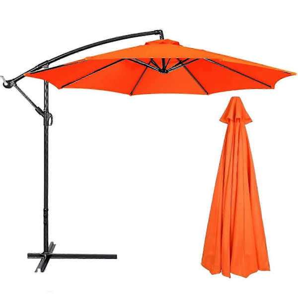 Udskiftningsstof til haveparasol baldakinovertræk til 3m 6/8 arm terrasse solparasol orange 2,7m 6 ribber