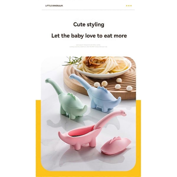 Dinosaurformet Spiseskje Gaffel for Baby Barn Rosa