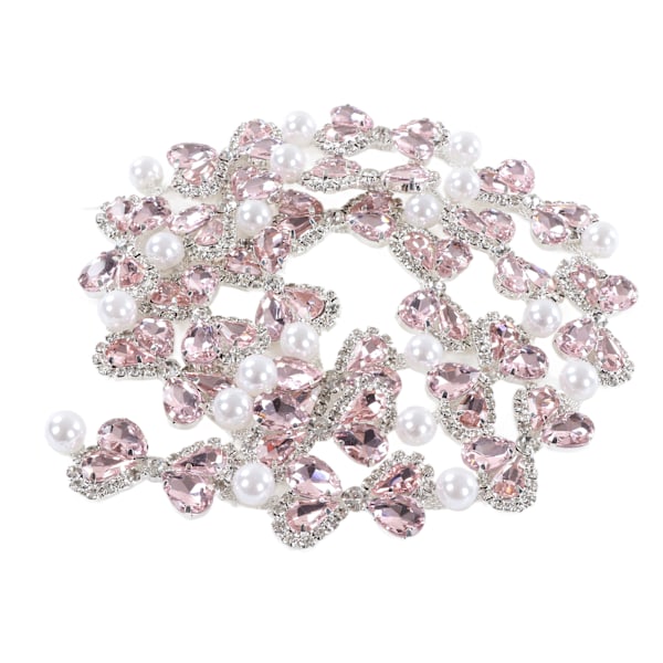 Rhinestone Trim 1 Yard Bue Form Perle Indlagt Skinnende Smukke Rhinestone Strimmel til DIY Tøj Halskæder Pink