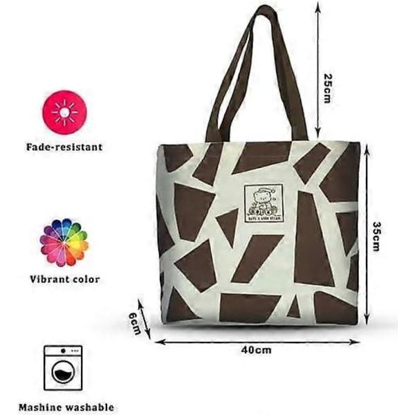 Canvas Tote søt veske for kvinner, Trendy & Gjenbrukbare bomullsvesker, B Stil