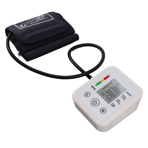 Blodtrycksmätare Överarm LCD-display Stora siffror Batteri USB-driven Automatisk BP-maskin DC6V för hemmet