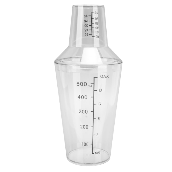 Cocktail Shaker Set - Klar skala - Standardkapasitet - Forhindrer søl - Transparent shaker for bar - Bartender - 500 ml