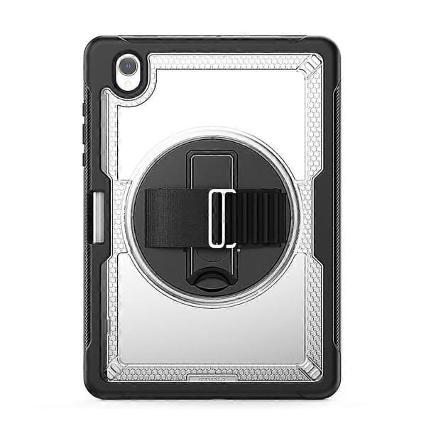 Compatible with Samsung Galaxy Tab S11 Case Hand Strap Stand PC + TPU Tablet Case with Shoulder Strap and Pen Holder Transparent