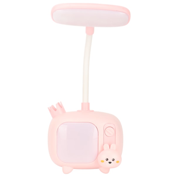 Leselys for barn TV-stil Base Fleksibel svanehals USB-lading Myk LED Barnebordslampe for studenter Studiearbeid Rosa