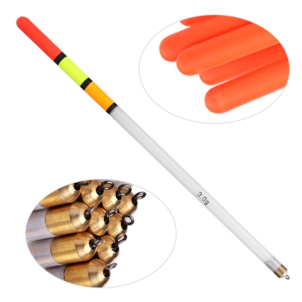 10 stk holdbare fiskeflåter Bobber Stick Tube Multi Purpose Fish Feed Baits Tilbehør Kit (3.0 hvit)