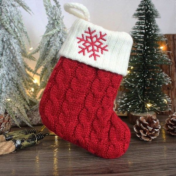 Julstrumpa med bokstavsmonogram för familjehelgfestdekoration (Röd Snöflinga, One Size)
