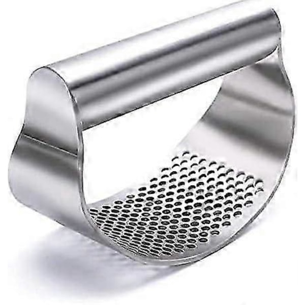 Hvidløgspresser Rocker - Hvidløgshakker i rustfrit stål, Ny Innovativ Hvidløgshakker til at knuse hvidløg (Imperial Silver)_SZXM
