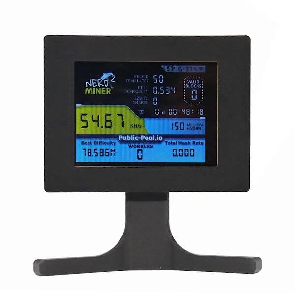 Nerdminer V2 56kh/S 2,8 tommer LCD-skærm Sort