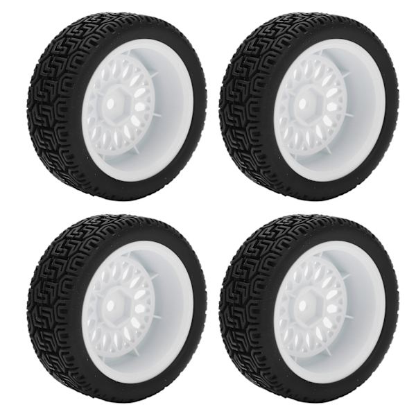 4 kpl 1/10 RC-kumiset, korkea kulutuskestävyys, hyvä pito, vakaa RC-kumipyöräsarja 1/10 RC-autoille, valkoinen