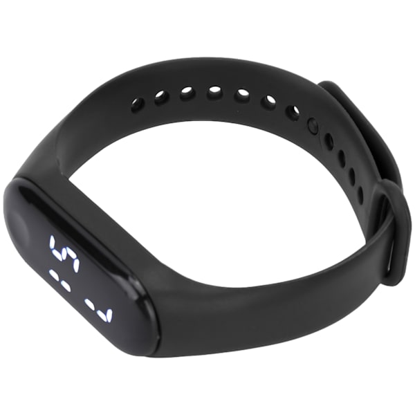 Digitalur LED Hvidt Lys Display Plast Spejl Elektronisk Bevægelse Silikone Strap Sportsur til Student Sort