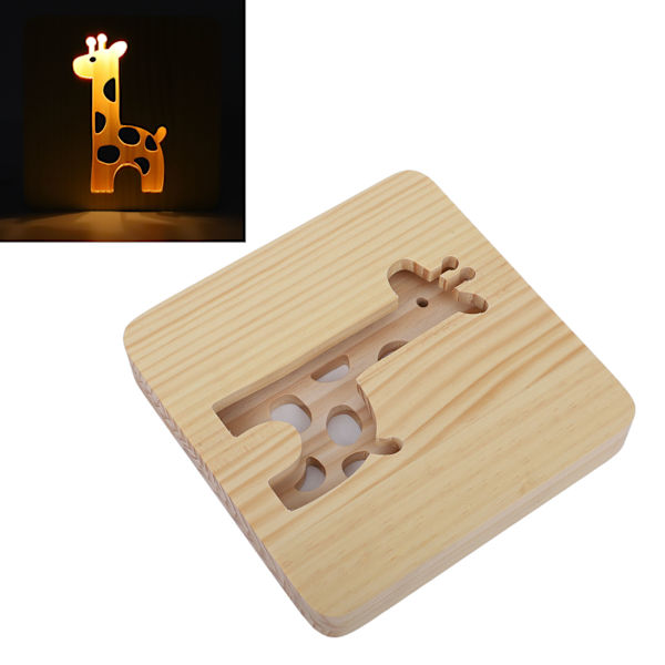 3D giraff trelampe 360 ​​graders bestråling hult mønster Varmt hvitt lys LED tre nattlys for hjemmet i stuen