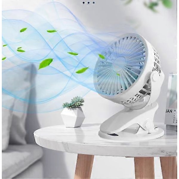 Dww-Bærbar Mini Bordventilator, USB Personlig Køleventilator med 3 Hastigheder og 360° Rotation, USB-kabel og Batteri til Ma