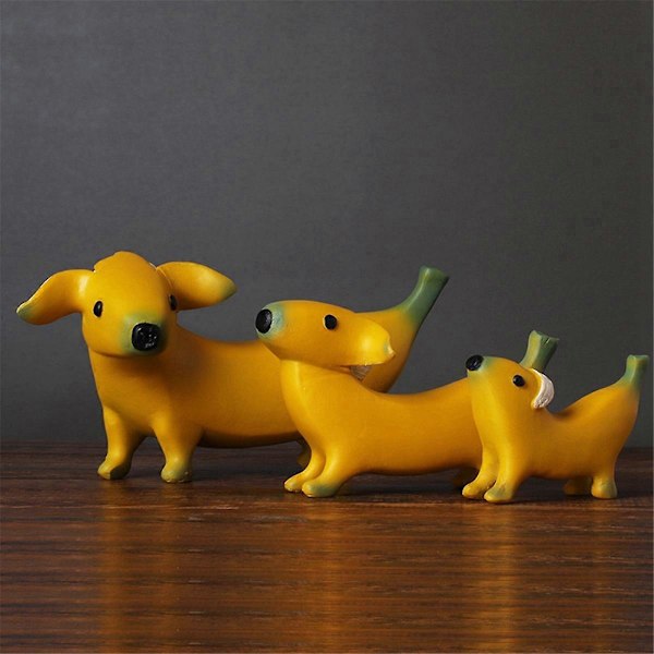 Sjov Banan Hund Statue Søde Skrællede Banan Hund Figurer Ornamenter
