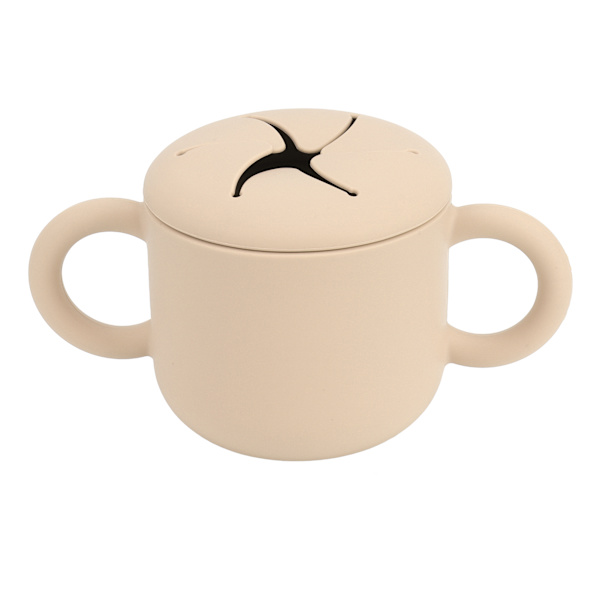Baby Læringsdrikkekop Silikone Dobbelt Håndtag Design Nem Rengøring Lækagesikker Toddler Træningskop Khaki