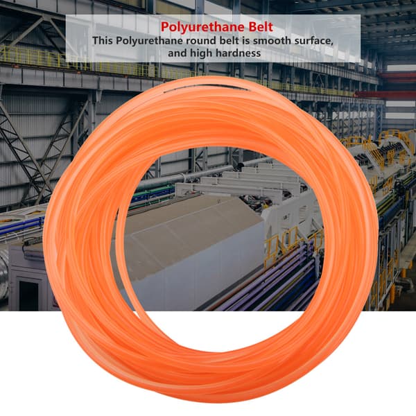 Orange Slät Yta PU Polyuretan Rundrem för Drivtransmission (6mm*10m)